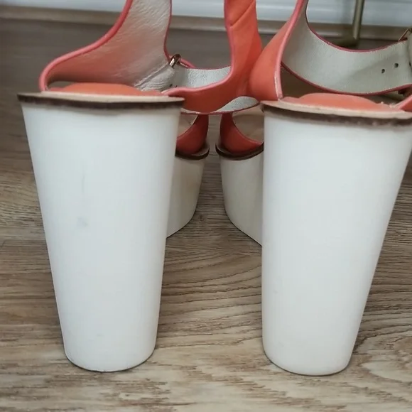 Topshop Womens Coral White Platform Wedge Heel Sandals - Picture 3 of 14